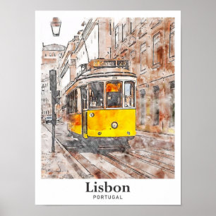 Lissabon Portugal Aquarell Handgezeichnet Poster