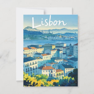 Lissabon Portugal Aquarell Postkarte