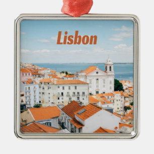 Lissabon Portugal Atlantische Strände Rote Däche Ornament Aus Metall