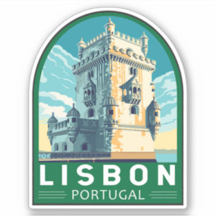 Lissabon Portugal Belem Tower Travel Retro Emblem Aufkleber