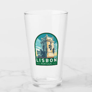 Lissabon Portugal Belem Tower Travel Retro Emblem Glas