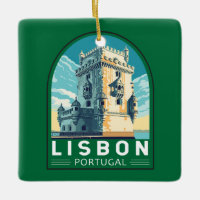 Lissabon Portugal Belem Tower Travel Retro Emblem