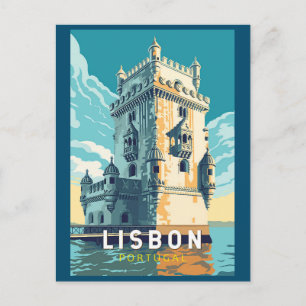 Lissabon Portugal Belem-Turm Reise Kunst Vintage Postkarte
