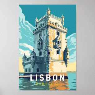 Lissabon Portugal Belem Turm Reisen Vintag Poster