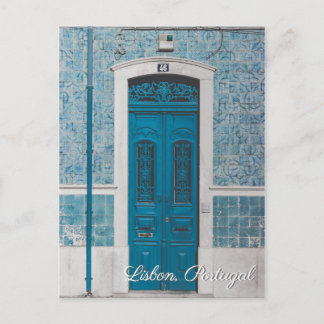 Lissabon Portugal - Blaue Tür Postkarte