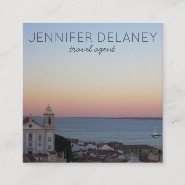 Lissabon Portugal City Sunset Foto Tourismus Quadratische Visitenkarte (Vorderseite)
