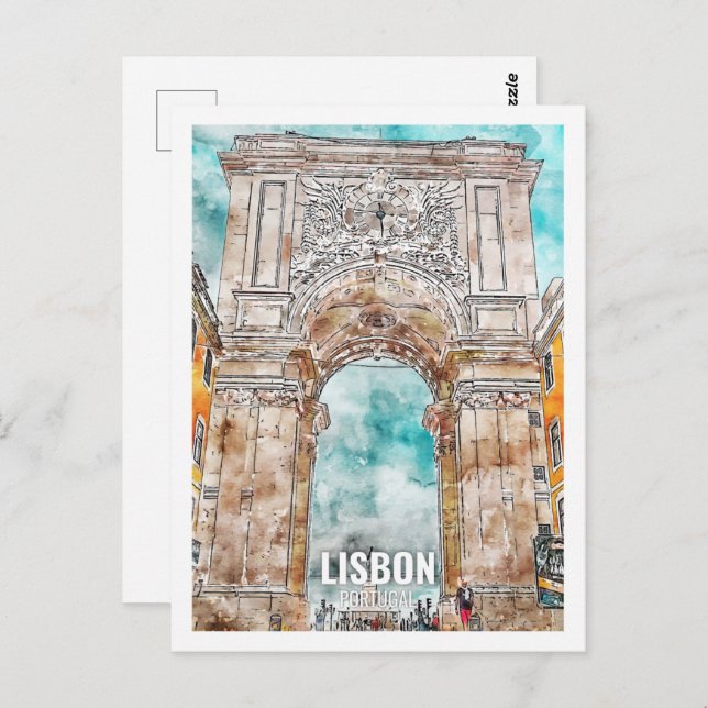 Lissabon Portugal Fantastischer Ausflugsort Wasser Postkarte (Vorne/Hinten)