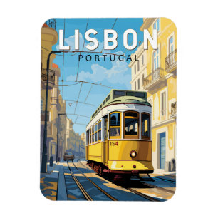 Lissabon Portugal Gelbe Straßenbahn Reise Kunst Vi Magnet