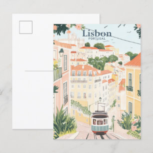 Lissabon Portugal Gouache-Malerei-Illustration Rei Postkarte