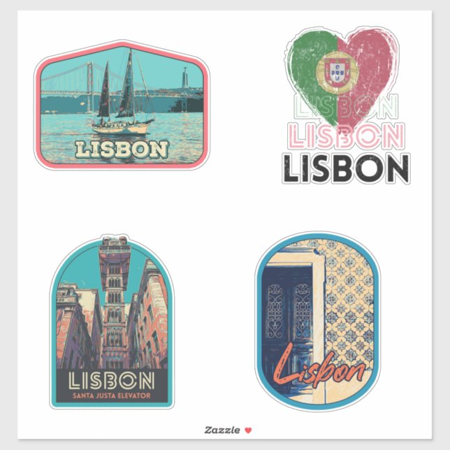 Lissabon-Portugal-Illustrationspackung Aufkleber (Blatt)