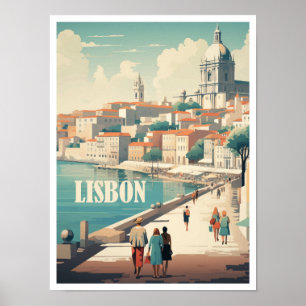 Lissabon Portugal Kunst-Jahrgang Reise Illustratio Poster