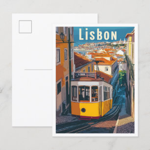 Lissabon Portugal Kunst-Jahrgang Reise Illustratio Postkarte