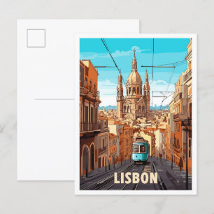 Lissabon Portugal Kunst-Jahrgang Reise Illustratio Postkarte