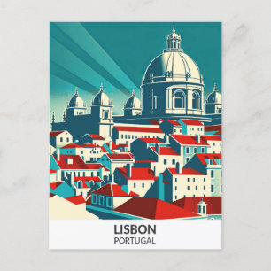Lissabon - Portugal - Kunstwerk - Reise - Illustra Postkarte