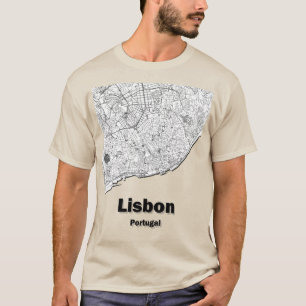 Lissabon, Portugal minimalistische Straßen Karte. T-Shirt