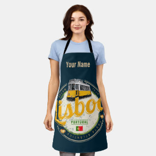 Lissabon Portugal mit Retro-Straßenbahn als Vintag Schürze