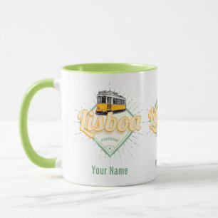 Lissabon Portugal mit Retro-Straßenbahn Vintage-Ur Tasse