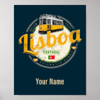 Lissabon Portugal mit Retro Tram Vintag Souvenir