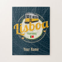 Lissabon Portugal mit Retro Tram Vintag Souvenir