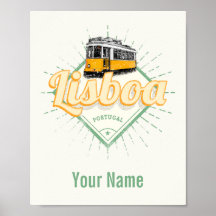 Lissabon Portugal mit Retro Tram Vintag Urlaub