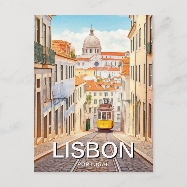 Lissabon Portugal Pantheon Alfama Wassercolor Postkarte (Vorderseite)