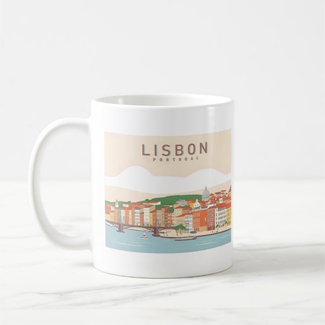 Lissabon Portugal Pastelltadel Reisedesign Kaffeetasse (Links)