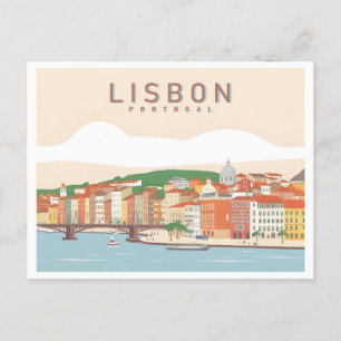 Lissabon Portugal Pastelltadel Reisedesign Postkarte