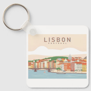 Lissabon Portugal Pastelltadel Reisedesign Schlüsselanhänger