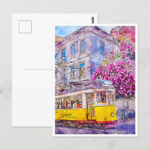 Lissabon Portugal Reiseort Wasserfarbe Postkarte
