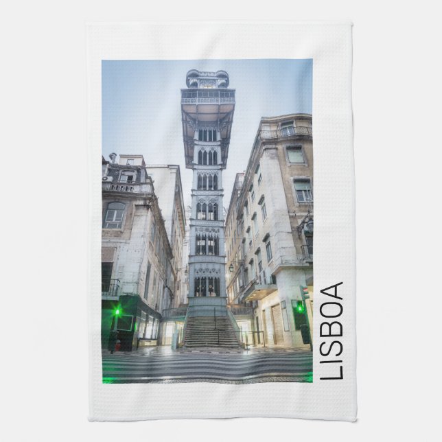 Lissabon Portugal Retro-Aufzug Holiday Souvenir Geschirrtuch (Vertikal)