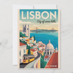 Lissabon Portugal Retro-Silhouette Stadtlandschaft Feiertagskarte