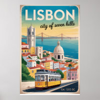 Lissabon Portugal Retro-Silhouette Stadtlandschaft