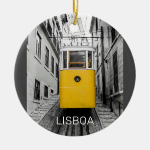 Lissabon Portugal Retro-Straßenbahn Vintage-Souven Keramik Ornament
