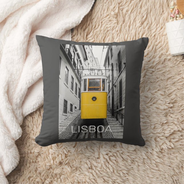 Lissabon Portugal Retro Tram Vintag Souvenir Kissen (Decke)