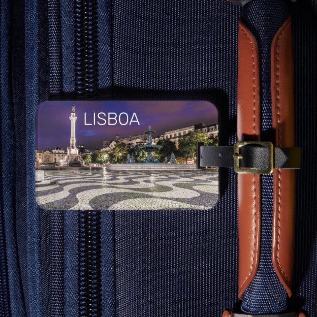 Lissabon Portugal Rossio Square Holiday Souvenir Gepäckanhänger (Vorderseite Insitu 4)