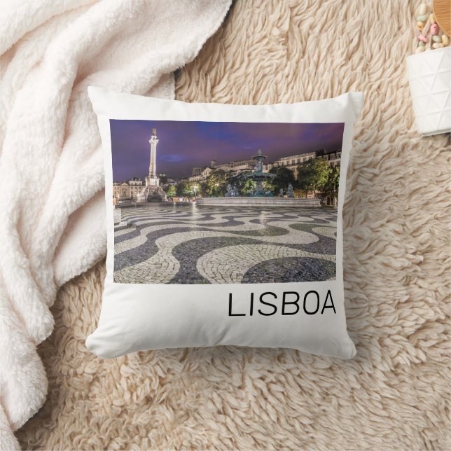 Lissabon Portugal Rossio Square Holiday Souvenir Kissen (Decke)