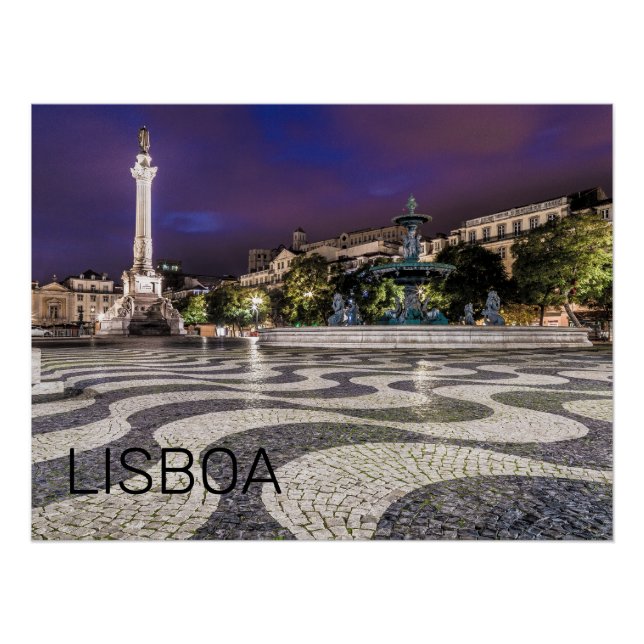 Lissabon Portugal Rossio Square Holiday Souvenir Poster (Vorderseite)