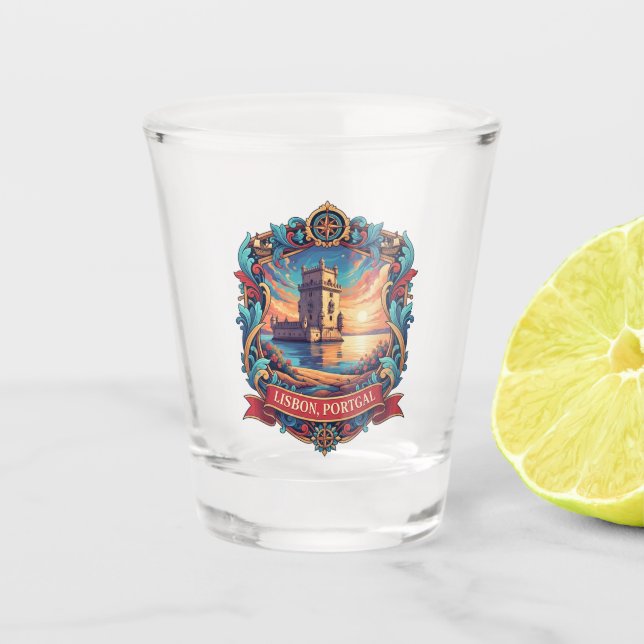 Lissabon Portugal Schnapsglas (Vorderseite)