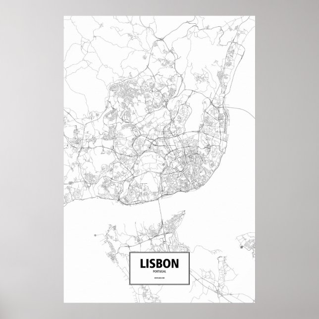 Lissabon, Portugal (schwarz auf weiß) Poster (Vorne)