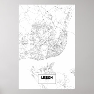 Lissabon, Portugal (Schwarzes auf Weiß) Poster