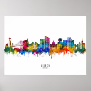 Lissabon Portugal Skyline Poster
