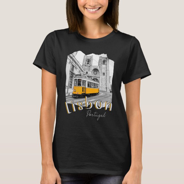 Lissabon Portugal Straßenbahn Portugiesisch Souven T-Shirt (Vorderseite)