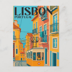 Lissabon Portugal Straßenbahn Vintage Reise Postkarte
