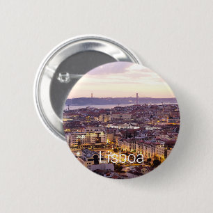 Lissabon Portugal Sunset Skyline Cityscape Souveni Button