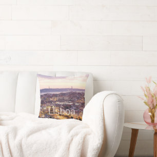 Lissabon Portugal Sunset Skyline Cityscape Souveni Kissen