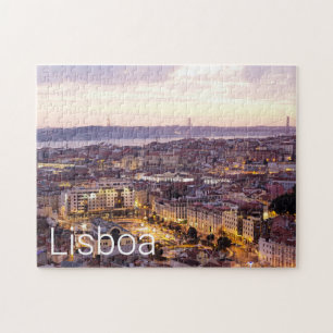 Lissabon Portugal Sunset Skyline Cityscape Souveni Puzzle