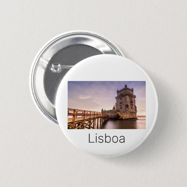 Lissabon Portugal Torre de Belém Sunset Holiday Button (Vorne & Hinten)
