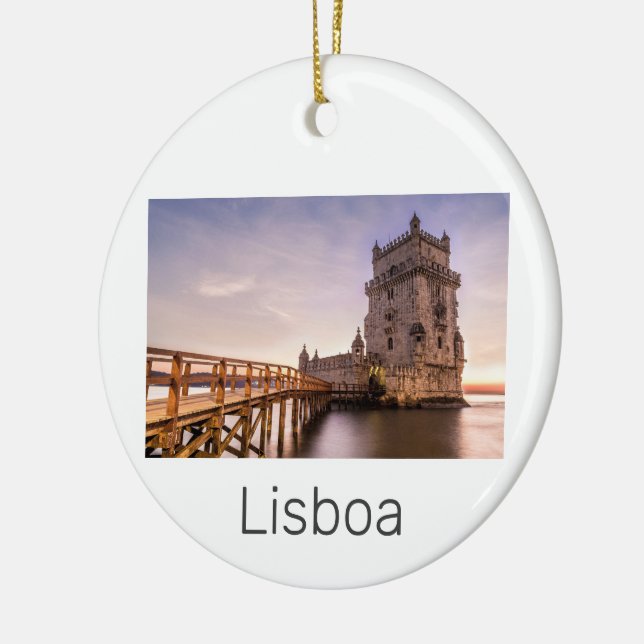Lissabon Portugal Torre de Belém Sunset Holiday Keramik Ornament (Links)