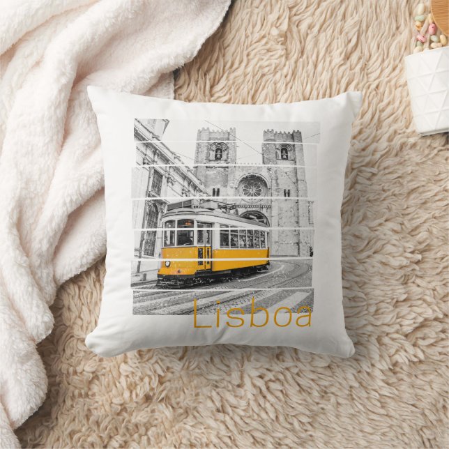 Lissabon Portugal Vintag Holiday Tram Souvenir Kissen (Decke)