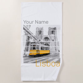 Lissabon Portugal Vintag Holiday Tram Souvenir Strandtuch